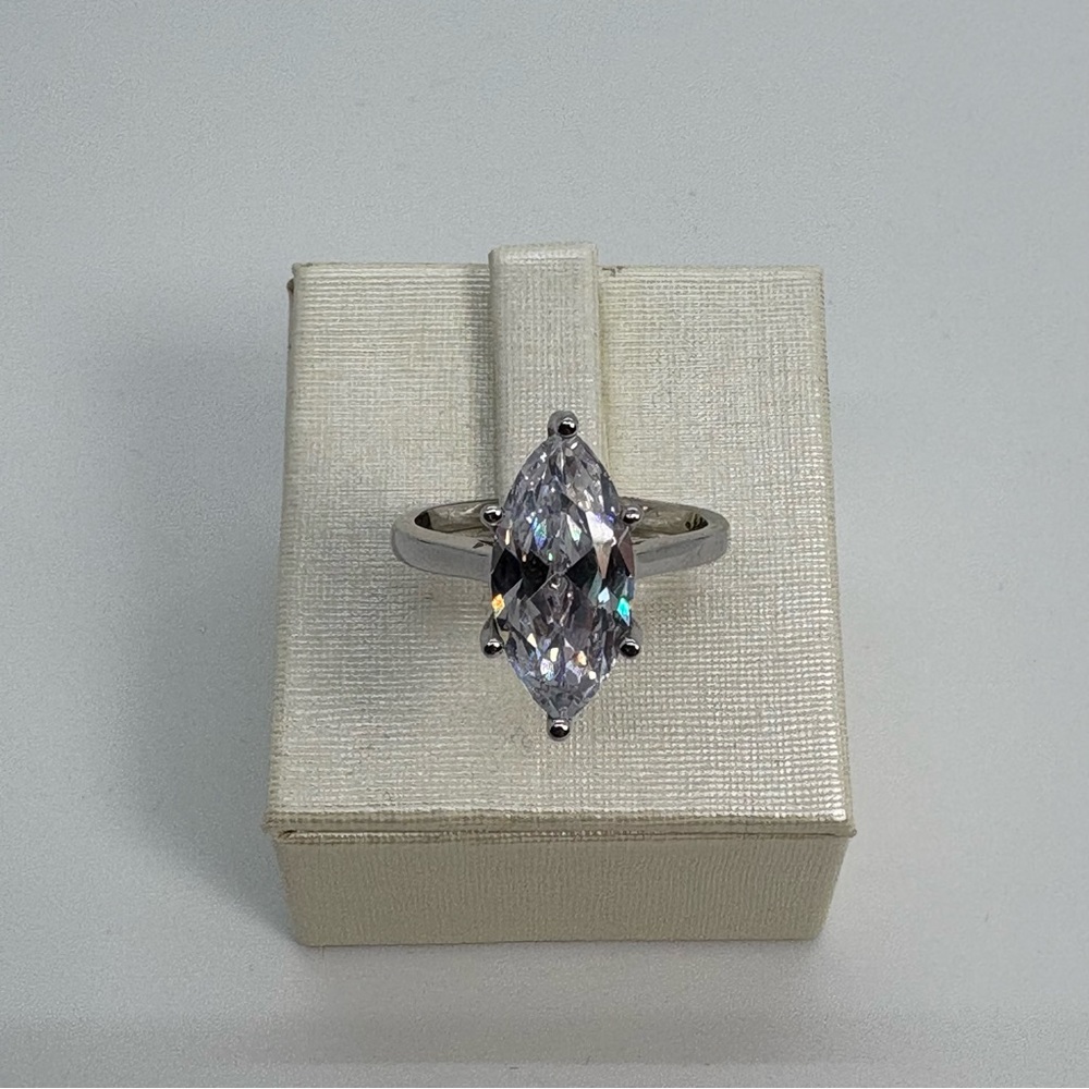 925 Sterling Silver 4 Carat Marquise Cut Engagement Silver Ring (Brand New)